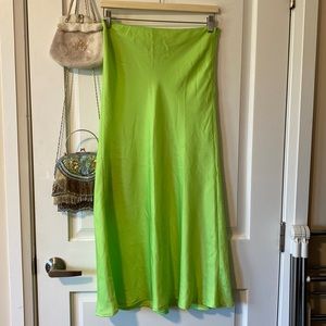 Bershka bright green slip skirt